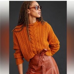 Anthropologie Pilcro Mock Neck Cable Knit Sweater